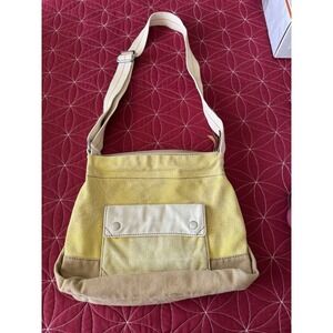 Vintage Fossil Canvas Boho Crossbody Bag Adjustable Strap Pockets Zip